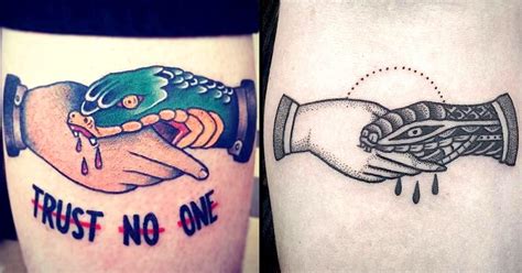 snake biting hand tattoo meaning.